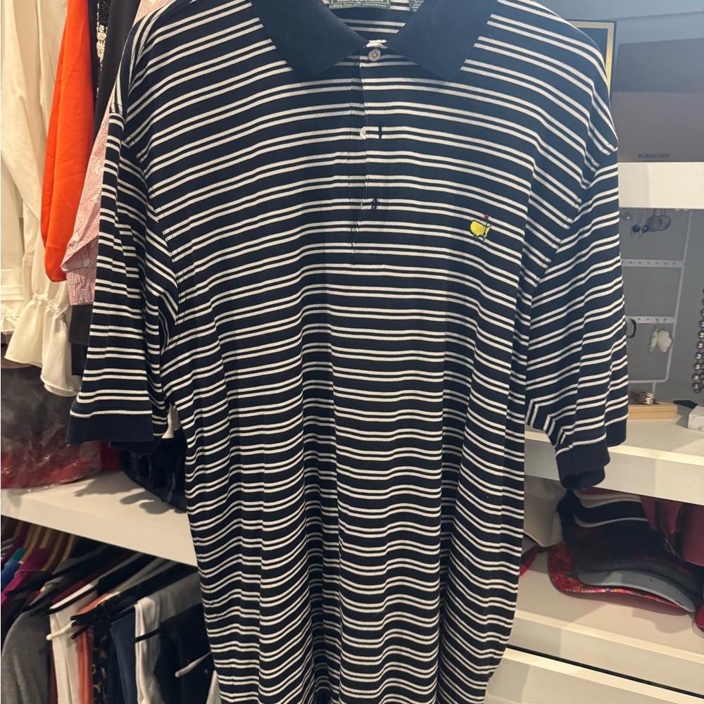 Masters Black and White Striped Polo Shirt